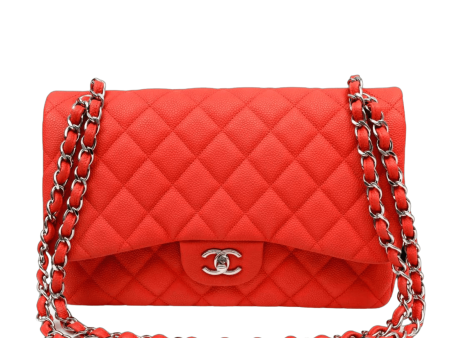 Chanel Salmon Brushed Caviar Jumbo Classic Double Flap Bag on Sale