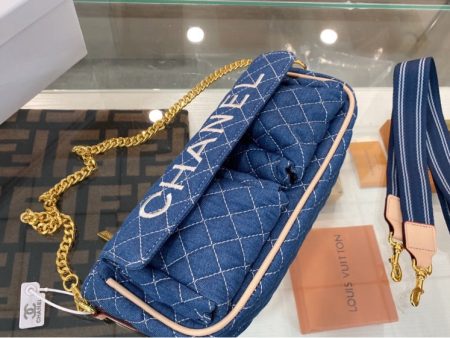 Blue denim Chanel woman handbag Sale