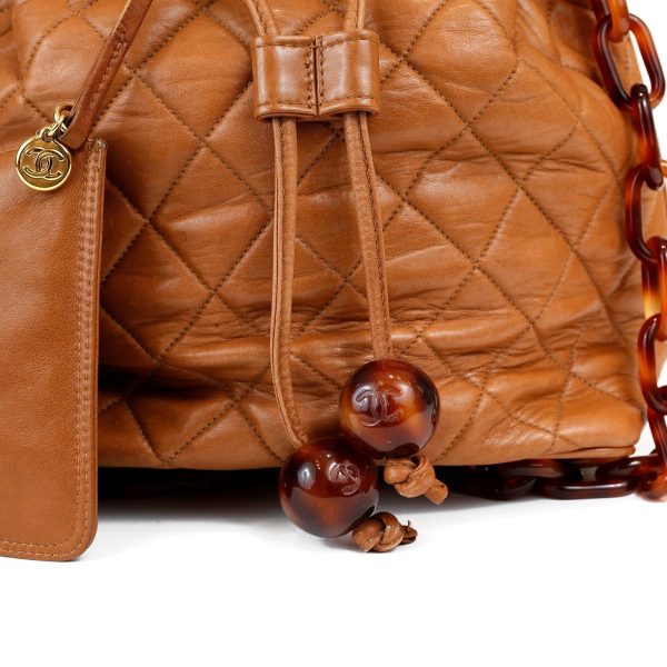 Chanel Camel Bucket Tote with Tortoiseshell Strap Discount