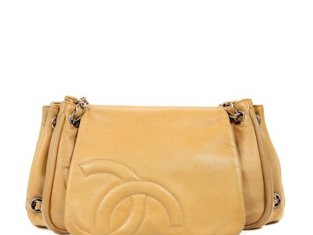 Chanel Beige Leather Accordion Flap Bag For Discount