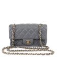 Chanel Dark Gray Lambskin Small Classic Flap with Gold Hardware For Discount