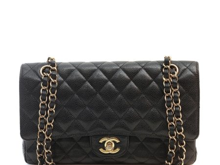 Chanel Black Caviar Medium Classic Flap with Gold Hardware Discount