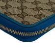 GUCCI 363423 Round Zipper GG Canvas Long Wallet Blue Ladies Cheap