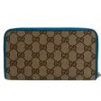 GUCCI 363423 Round Zipper GG Canvas Long Wallet Blue Ladies Cheap