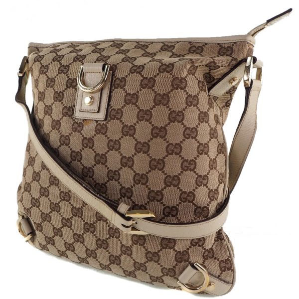 Gucci 131326 GG Canvas x Leather Beige Women s Shoulder Bag Sale