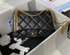 Black gold Chanel woman handbag For Cheap