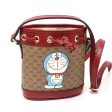 Gucci ?? DORAEMON Doraemon Mini GG Supreme Bucket Bag Women s Shoulder 647801 Beige Red Discount