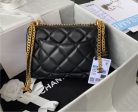 Black gold Chanel woman handbag For Cheap