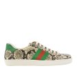 Gucci 386750 19Y30 9771 Men s Shoes Natural, Green & Red Python Print   Cafl-Skin Leather Casual Sneakers (GGM1724) Discount