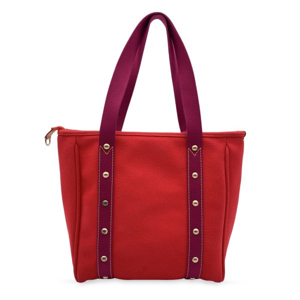 LOUIS VUITTON Red Magenta Cabas Mm Antigua Tote Bag M40034 Handbag Online Hot Sale