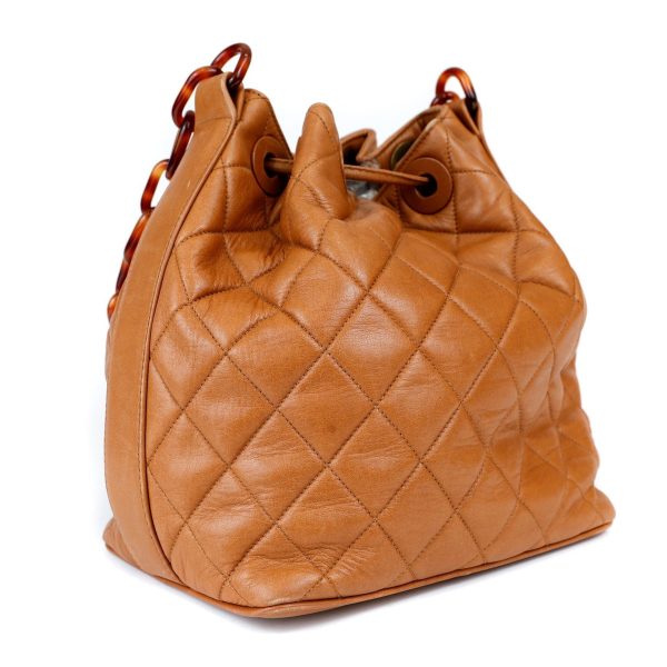 Chanel Camel Bucket Tote with Tortoiseshell Strap Discount