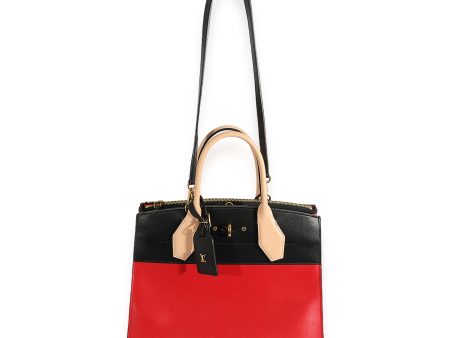 LOUIS VUITTON Rouge & Black Calfskin City Steamer MM Supply