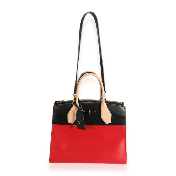 LOUIS VUITTON Rouge & Black Calfskin City Steamer MM Supply