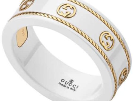 GUCCI 18K Yellow Gold & White Zirconia Icon Ring YBC606826002 Online Hot Sale