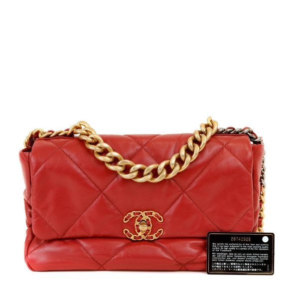 Chanel 19 Bag Red Lipstick Jumbo with Mixed Hardware Online Sale