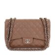 Chanel Caramel Caviar Jumbo Classic Flap Bag Silver Hardware Online Hot Sale