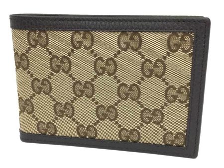 GUCCI 292534 GG canvas bi-fold wallet (ri) beige x dark brown men s Online Sale