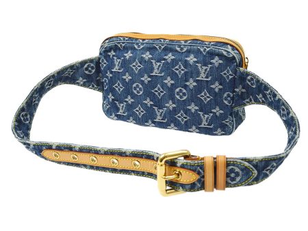 LOUIS VUITTON★ BUM BAG WAIST POUCH INDIGO MONOGRAM DENIM M95347 ao32927 Fashion