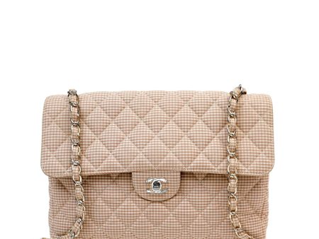 Chanel Gingham Fabric Maxi Flap Bag Online