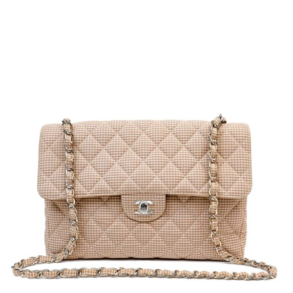 Chanel Gingham Fabric Maxi Flap Bag Online