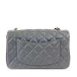 Chanel Dark Gray Lambskin Small Classic Flap with Gold Hardware For Discount