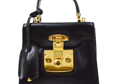 GUCCI 1980s Lady Lock Handbag Micro Black Calfskin AK31768j For Cheap