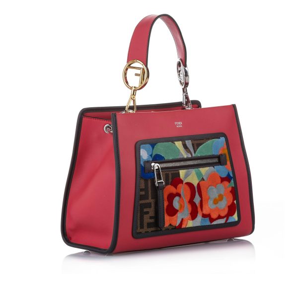 Fendi Embroidered Runaway Leather Satchel Hot on Sale