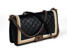 Chanel Tri Color Black Gold Ivory Medium Boy Bag with Antique Gold Hardware Sale