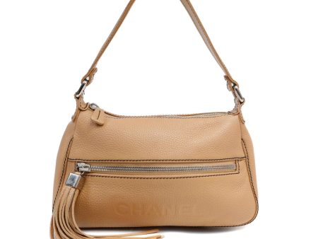 Chanel Beige Pebbled Leather LAX Shoulder Bag For Discount