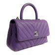 Chanel Purple Caviar Chevron Mini Coco Handle Bag Sale