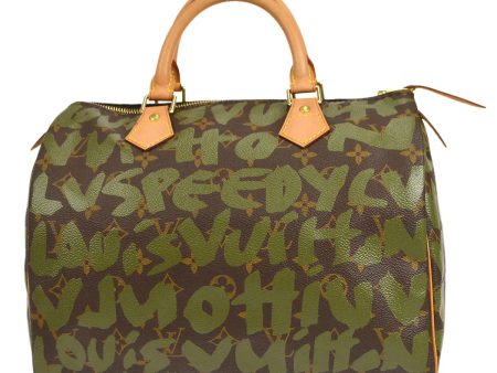 LOUIS VUITTON★ SPEEDY 30 HANDBAG KHAKI MONOGRAM GRAFFITI M92194 16675 Cheap