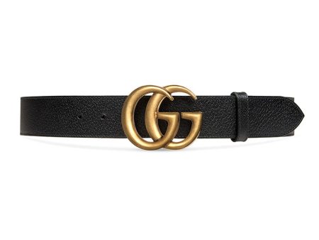 Gucci 406831 DJ20T 1000 Belt Black Full Grain Leather with Gold Double GG Buckle (GGB1004) Supply