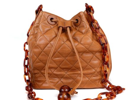 Chanel Camel Bucket Tote with Tortoiseshell Strap Discount