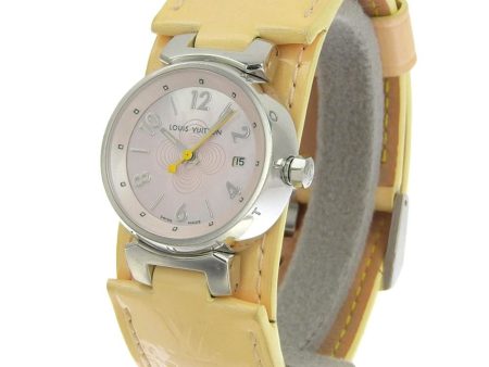 Louis Vuitton Tambour Monogram Verni Ladies Quartz Battery Watch Pink Shell Dial Q1216 For Discount