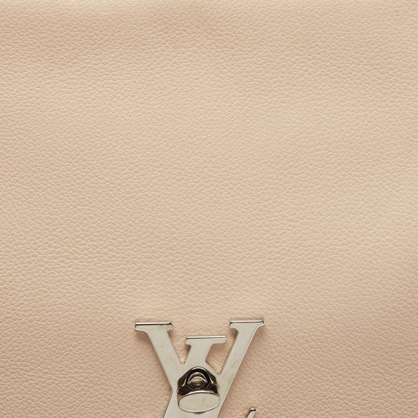 LOUIS VUITTON Beige Blue Leather Lockme II Top Handle Bag Online now