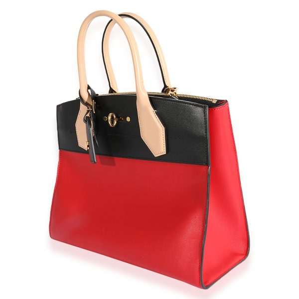 LOUIS VUITTON Rouge & Black Calfskin City Steamer MM Supply