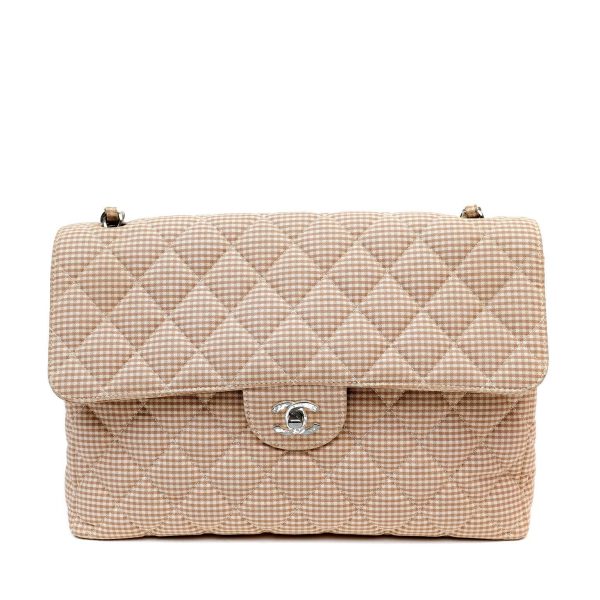 Chanel Gingham Fabric Maxi Flap Bag Online