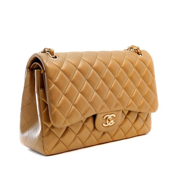 Chanel Metallic Bronze Lambskin Jumbo Classic Flap Bag Online now