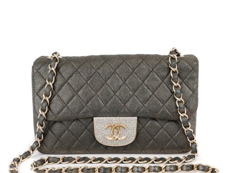 Chanel Metallic Black and Gold Crystal Flap Bag Supply