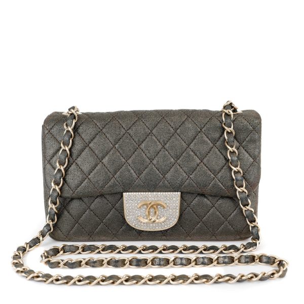 Chanel Metallic Black and Gold Crystal Flap Bag Supply