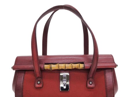 Gucci 111713 GG canvas bamboo handbag red tubular shoulder Supply