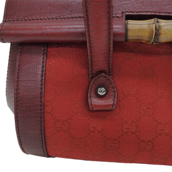 Gucci 111713 GG canvas bamboo handbag red tubular shoulder Supply