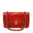 Chanel Vintage Red Leather Scallop Quilted Flap Bag Online now