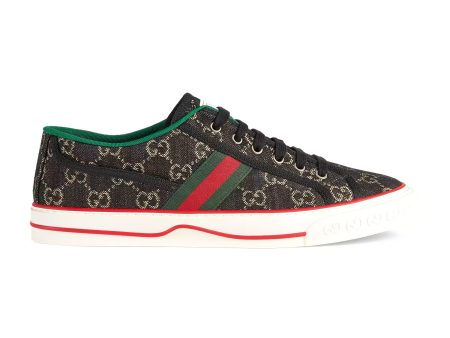 Gucci 606111 Men s Shoes Black & Ivory Jacquard Denim Tennis 1977 Sneakers (GGM1732) Sale