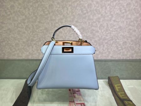 Fendi Peekaboo Blue Small iseeu Bag with Extra strap For Discount