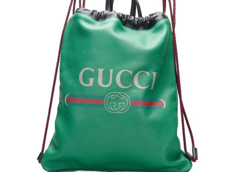 Gucci Logo Drawstring Backpack For Sale