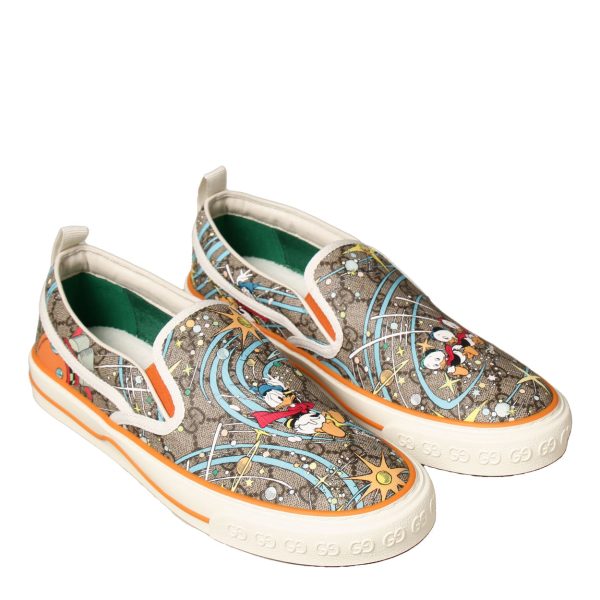 Gucci 647951 Donald Duck Men s Shoes Multi-Color PU Leather Casual Slip-On Sneakers (GGM1723) For Sale