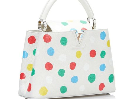 Louis Vuitton x Yayoi Kusama Capucine Painted Handbag Shoulder Bag M21637 White Multicolor Leather Ladies LOUIS VUITTON Online Sale