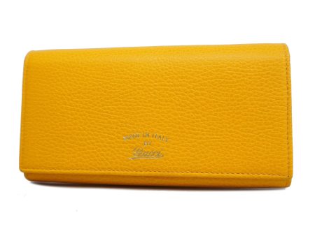 Gucci Long Wallet Women s Leather Yellow For Discount