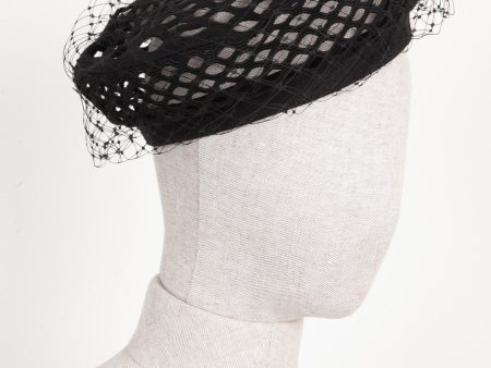 CHRISTIAN DIOR Arty Veil Beret Hat Black For Discount